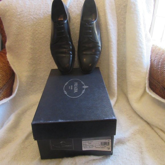 Prada Spazzolato Cap Toe Derby (M Black) Size 9.5 - Picture 2 of 12